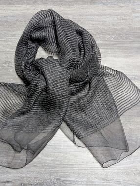 Pretty Persuasions Sheer Silk Blend Scarf Wrap Gray Lightweight